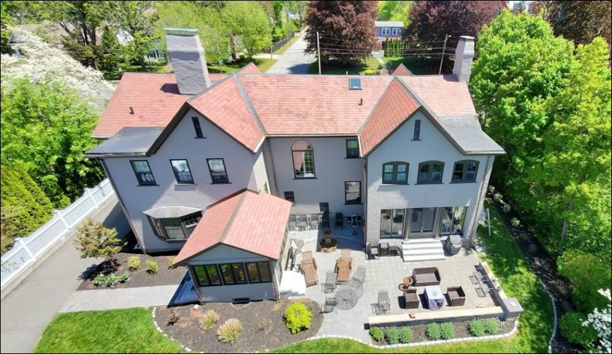 aerial view of newly painted NH house